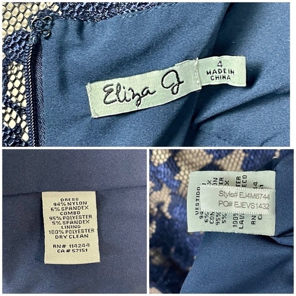 ELIZA J LACE ILLUSION YOKE FLORAL LACE CAP SLEEVE KEYHOLE RUCHED MAXI DRESS GOWN - Picture 14 of 14